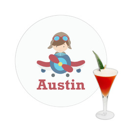 Airplane & Pilot Printed Drink Topper -  2.5" (Personalized)