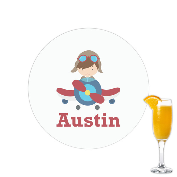 Custom Airplane & Pilot Printed Drink Topper - 2.15" (Personalized)