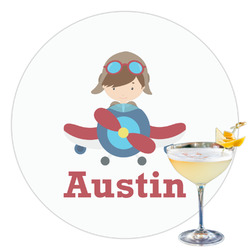 Airplane & Pilot Printed Drink Topper - 3.5" (Personalized)