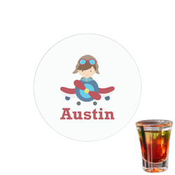 Airplane & Pilot Printed Drink Topper - 1.5" (Personalized)