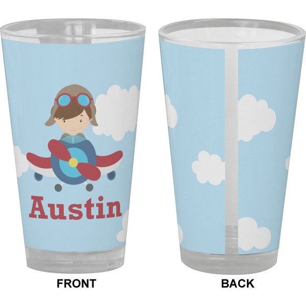 Airplane & Pilot Pint Glass - Full Color - Front & Back Views