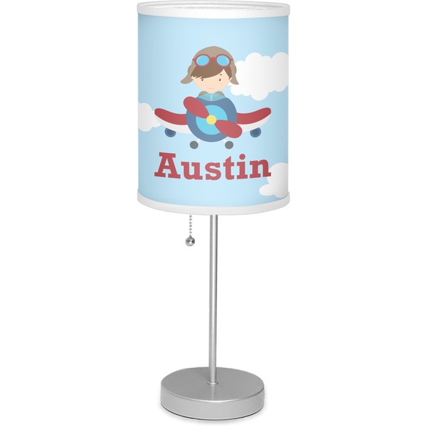 Custom Airplane & Pilot Lamp with Drum Shade (Personalized)