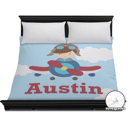 Airplane & Pilot Duvet Cover - King (Personalized)