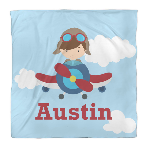 Airplane & Pilot Duvet Cover - Queen - Front