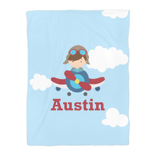 Airplane & Pilot Duvet Cover - Twin - Front