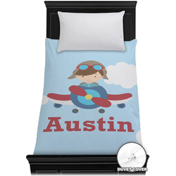 Airplane & Pilot Duvet Cover - Twin XL (Personalized)