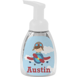 Airplane & Pilot Foam Soap Bottle - White (Personalized)