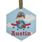 Airplane & Pilot Frosted Glass Ornament - Hexagon