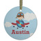 Airplane & Pilot Frosted Glass Ornament - Round