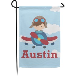 Airplane & Pilot Small Garden Flag - Double Sided w/ Name or Text