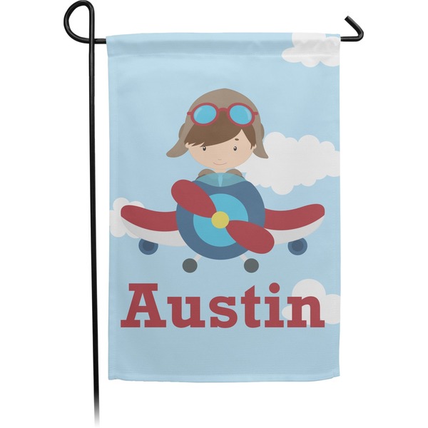 Custom Airplane & Pilot Small Garden Flag - Double Sided w/ Name or Text