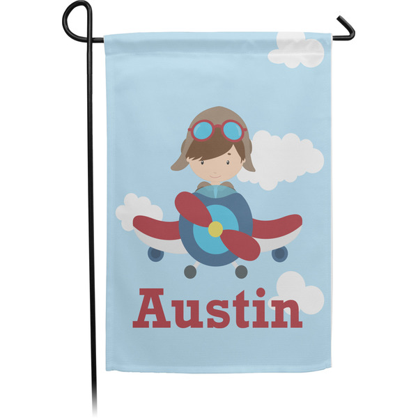 Custom Airplane & Pilot Small Garden Flag - Single Sided w/ Name or Text