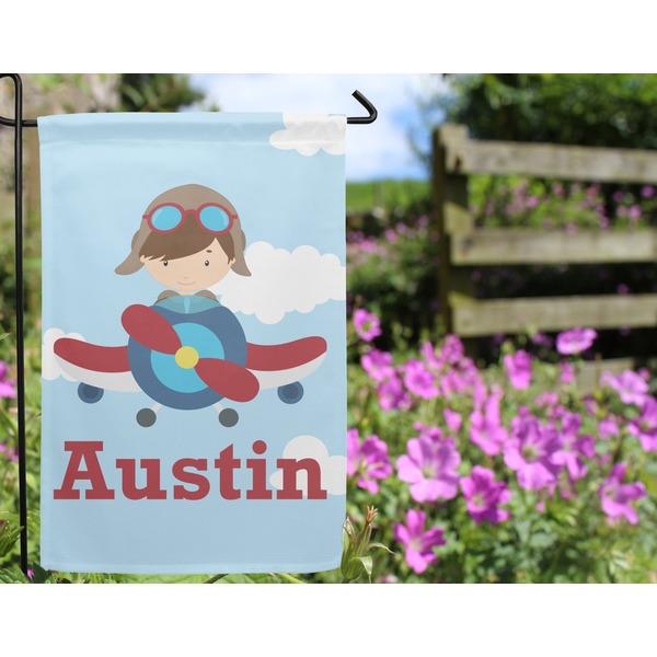 Airplane & Pilot Garden Flag - Outside In Flowers