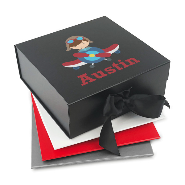 Custom Airplane & Pilot Gift Box with Magnetic Lid (Personalized)