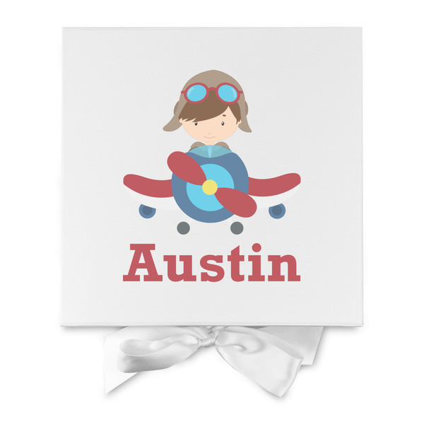 Airplane & Pilot Gift Boxes with Magnetic Lid - White - Approval