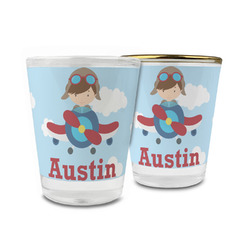Airplane & Pilot Glass Shot Glass - 1.5 oz (Personalized)