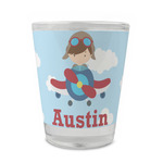 Airplane & Pilot Glass Shot Glass - 1.5 oz - Set of 4 (Personalized)