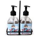 Airplane & Pilot Glass Soap & Lotion Bottle Set (Personalized)