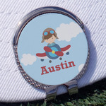 Airplane & Pilot Golf Ball Marker - Hat Clip