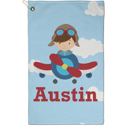 Airplane & Pilot Golf Towel - Poly-Cotton Blend - Small w/ Name or Text