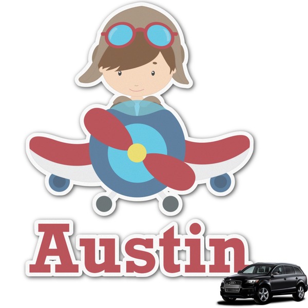 Custom Airplane & Pilot Graphic Car Decal (Personalized)