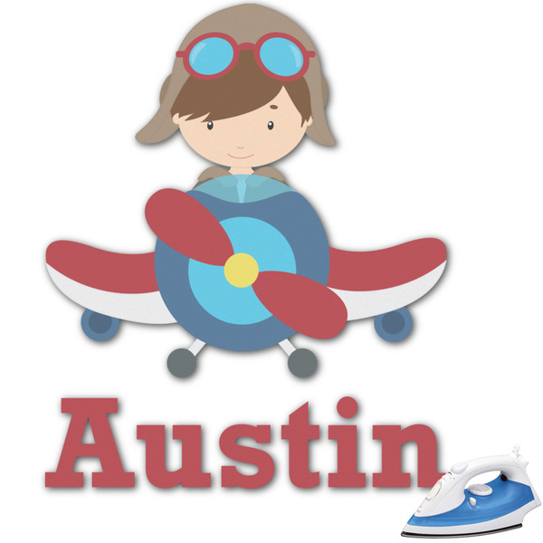 Custom Airplane & Pilot Graphic Iron On Transfer (Personalized)