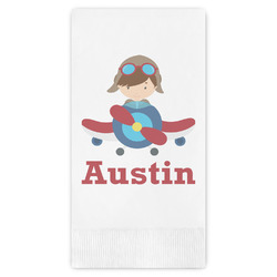 Airplane & Pilot Guest Napkins - Full Color - Embossed Edge (Personalized)