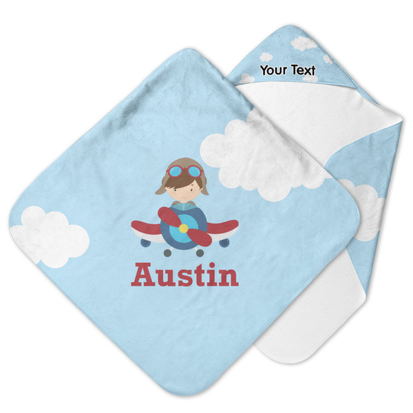 Custom Airplane & Pilot Hooded Baby Towel (Personalized)