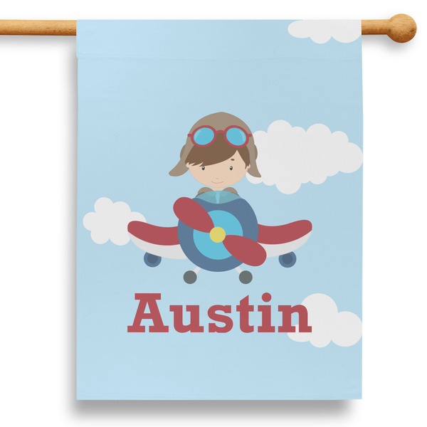 Custom Airplane & Pilot 28" House Flag - Single Sided (Personalized)