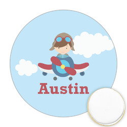 Airplane & Pilot Printed Cookie Topper - Round (Personalized)
