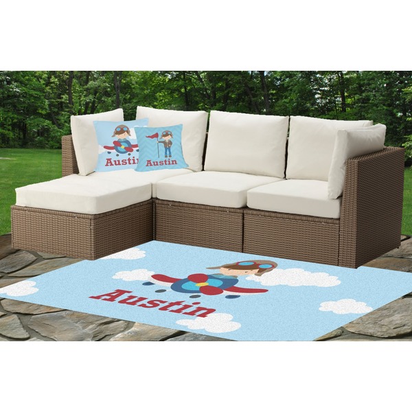 Airplane & Pilot Outdoor Mat & Cushions
