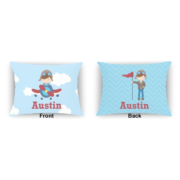 Airplane & Pilot  Indoor Rectangular Burlap Pillow (Front and Back)