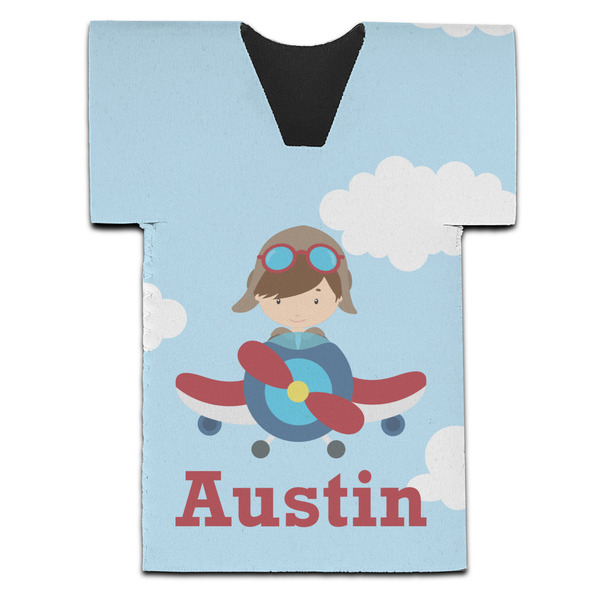 Airplane & Pilot Jersey Bottle Cooler - Set of 4 - FRONT (flat)