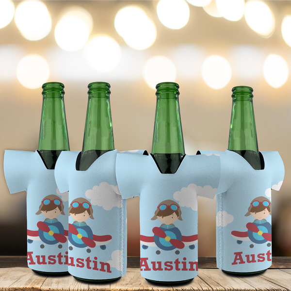 Airplane & Pilot Jersey Bottle Cooler - Set of 4 - LIFESTYLE