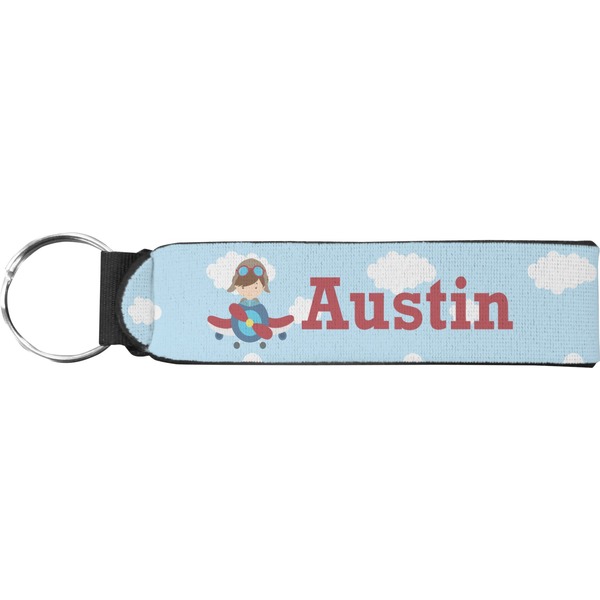 Custom Airplane & Pilot Neoprene Keychain Fob (Personalized)