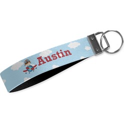 Airplane & Pilot Webbing Keychain Fob - Large (Personalized)