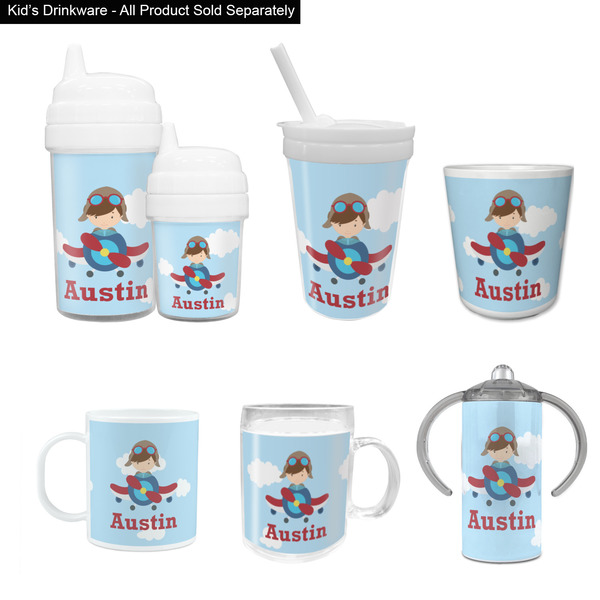 Airplane & Pilot Kid's Drinkware - Customized & Personalized