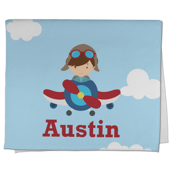 Custom Airplane & Pilot Kitchen Towel - Poly Cotton w/ Name or Text