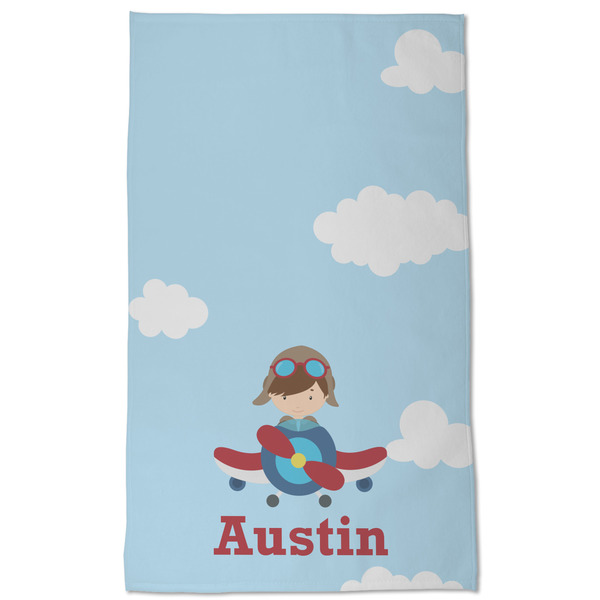 Airplane & Pilot Kitchen Towel - Poly Cotton - Full Front