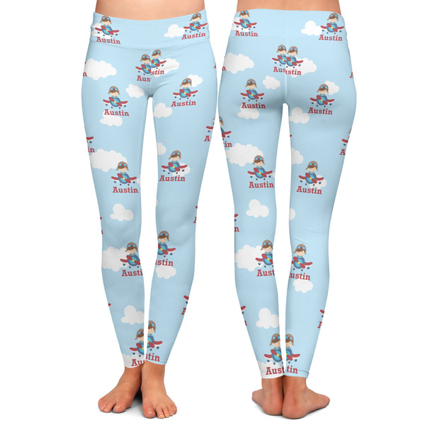 Airplane & Pilot Ladies Leggings - Front and Back
