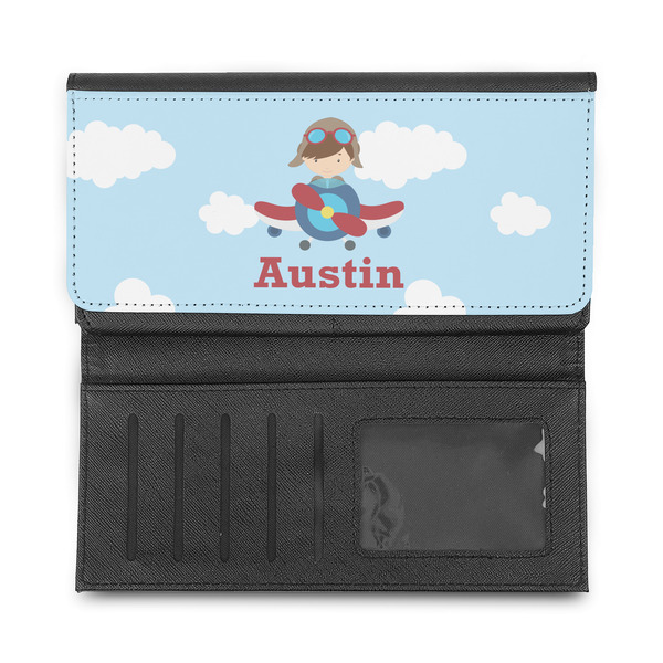 Airplane & Pilot Ladies Wallet - Half Way Open