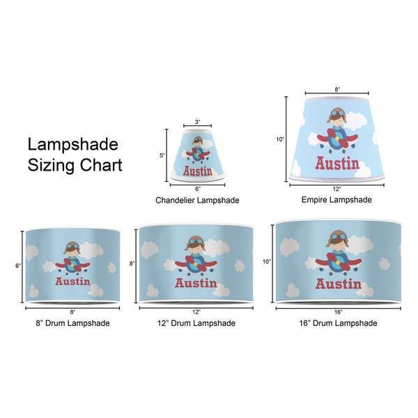Airplane & Pilot Lampshade Sizing Chart