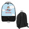 Airplane & Pilot Large Backpack - Black - Front & Back View