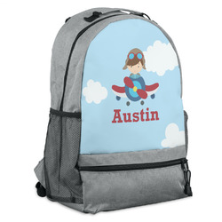Airplane & Pilot Backpack - Grey (Personalized)