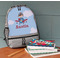 Airplane & Pilot Large Backpack - Gray - On Desk
