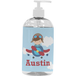 Airplane & Pilot Plastic Soap / Lotion Dispenser (16 oz - Large - White) (Personalized)