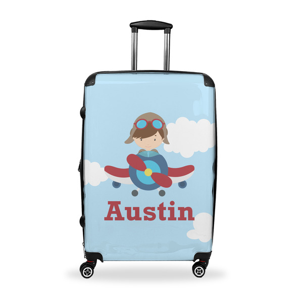 Custom Airplane & Pilot Suitcase - 28" Large - Checked w/ Name or Text