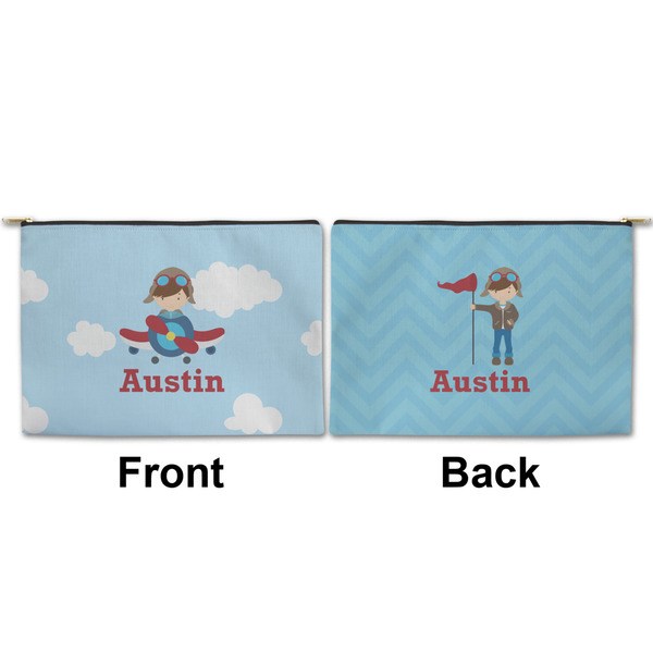 Airplane & Pilot Large Zipper Pouch Approval (Front and Back)