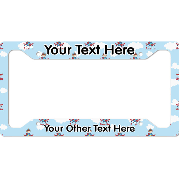 Custom Airplane & Pilot License Plate Frame - Style A (Personalized)