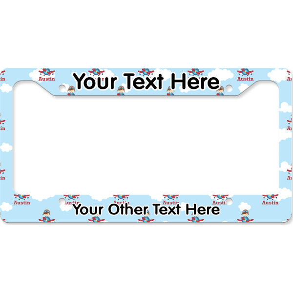 Custom Airplane & Pilot License Plate Frame - Style B (Personalized)